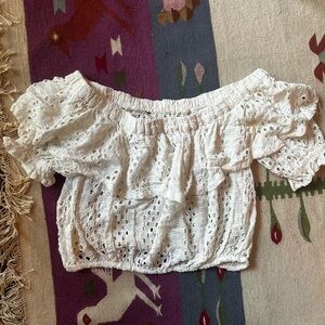 Free people White Eyelet Off-Shoulder Top M